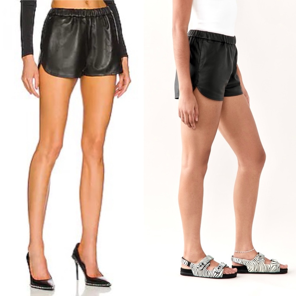 New Mix Sporty Pleather Slip Shorts in Black